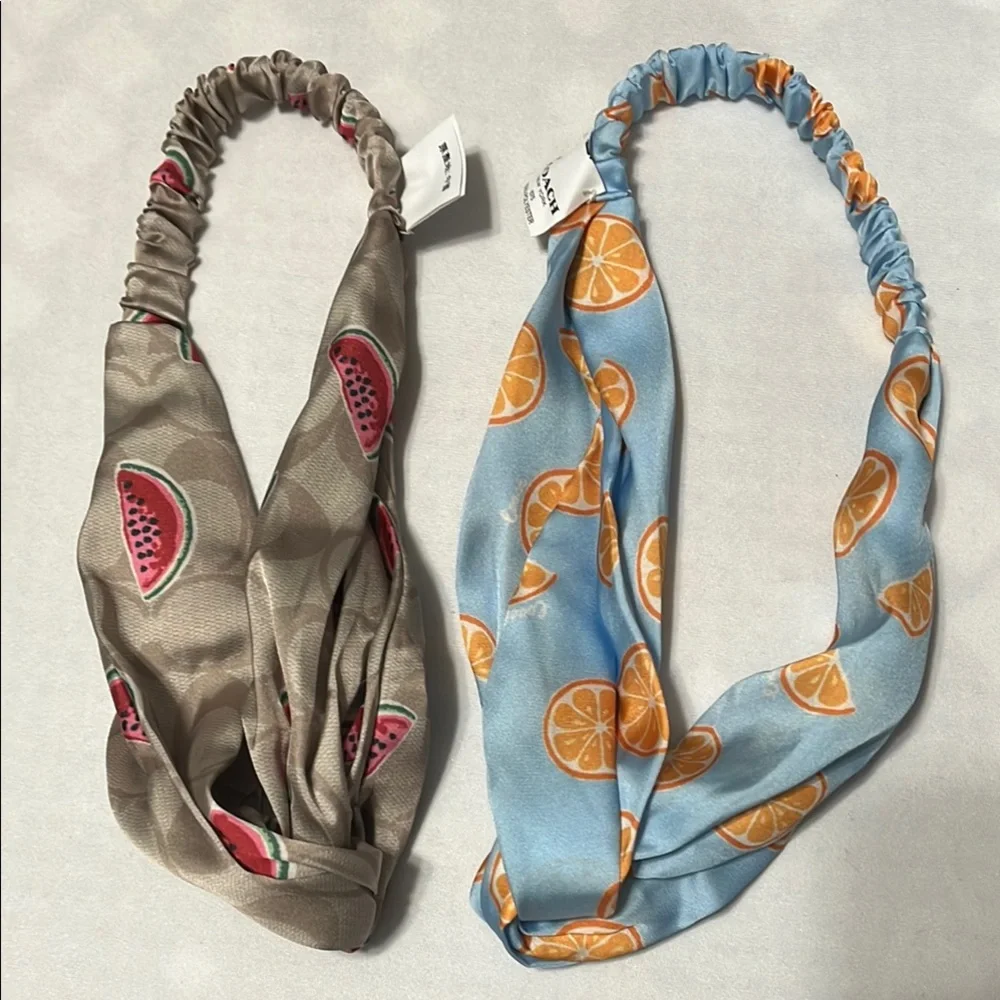 Nwot Coach summer Fruit Print Headbands Set - Picture 1 of 4